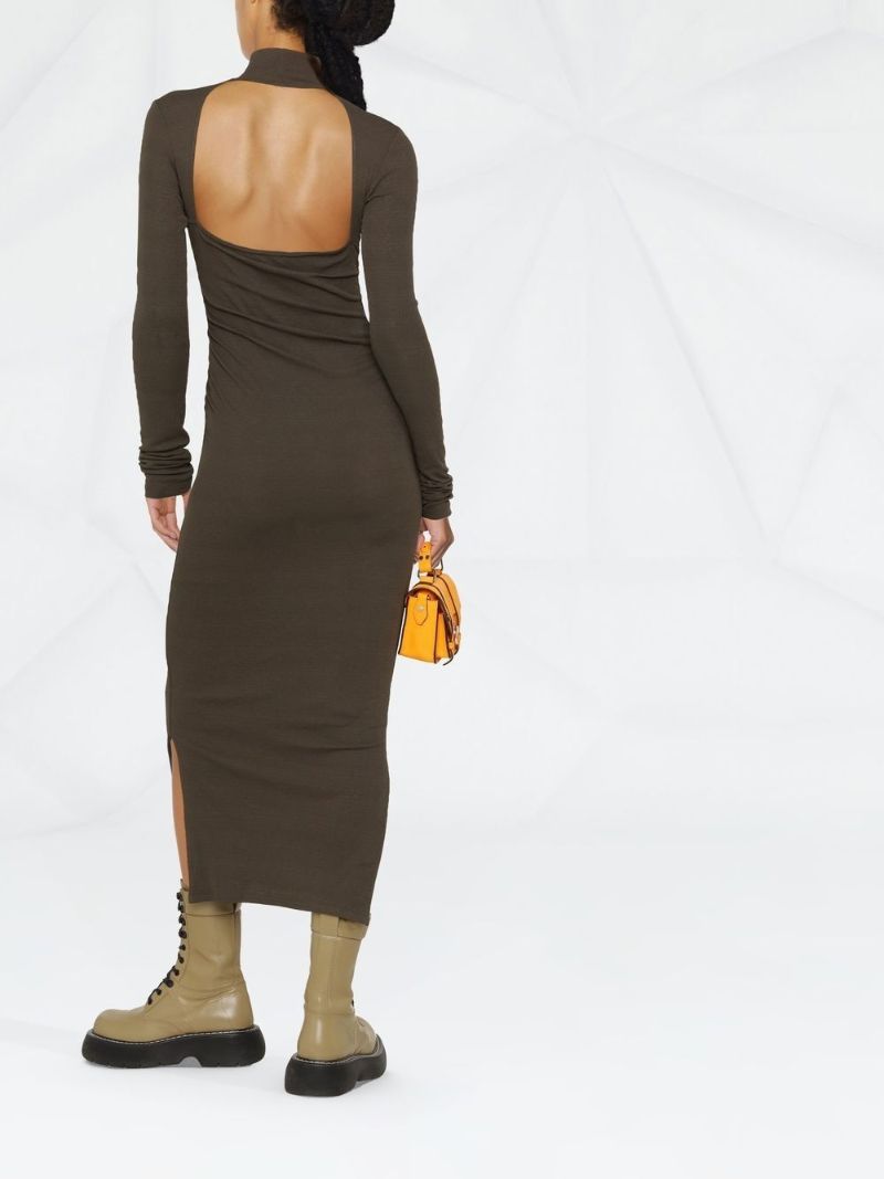 Green Roll-neck Midi Dress
