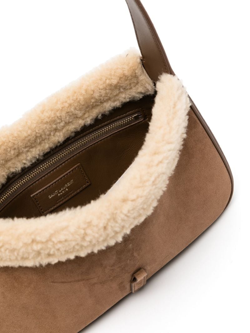 Brown Le 5 Ã_x0083_Â 7 Shearling Shoulder Bag