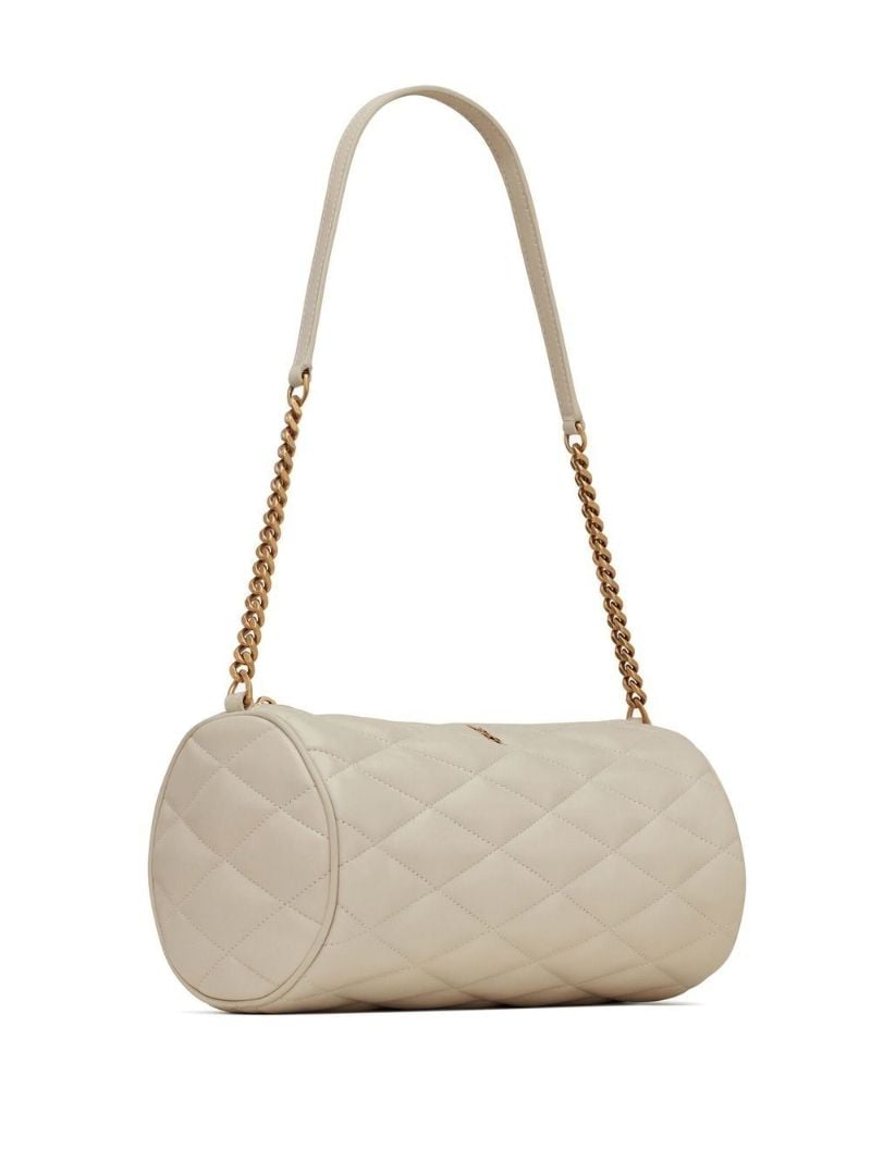 Neutral Sade Mini Quilted Leather Tube Bag