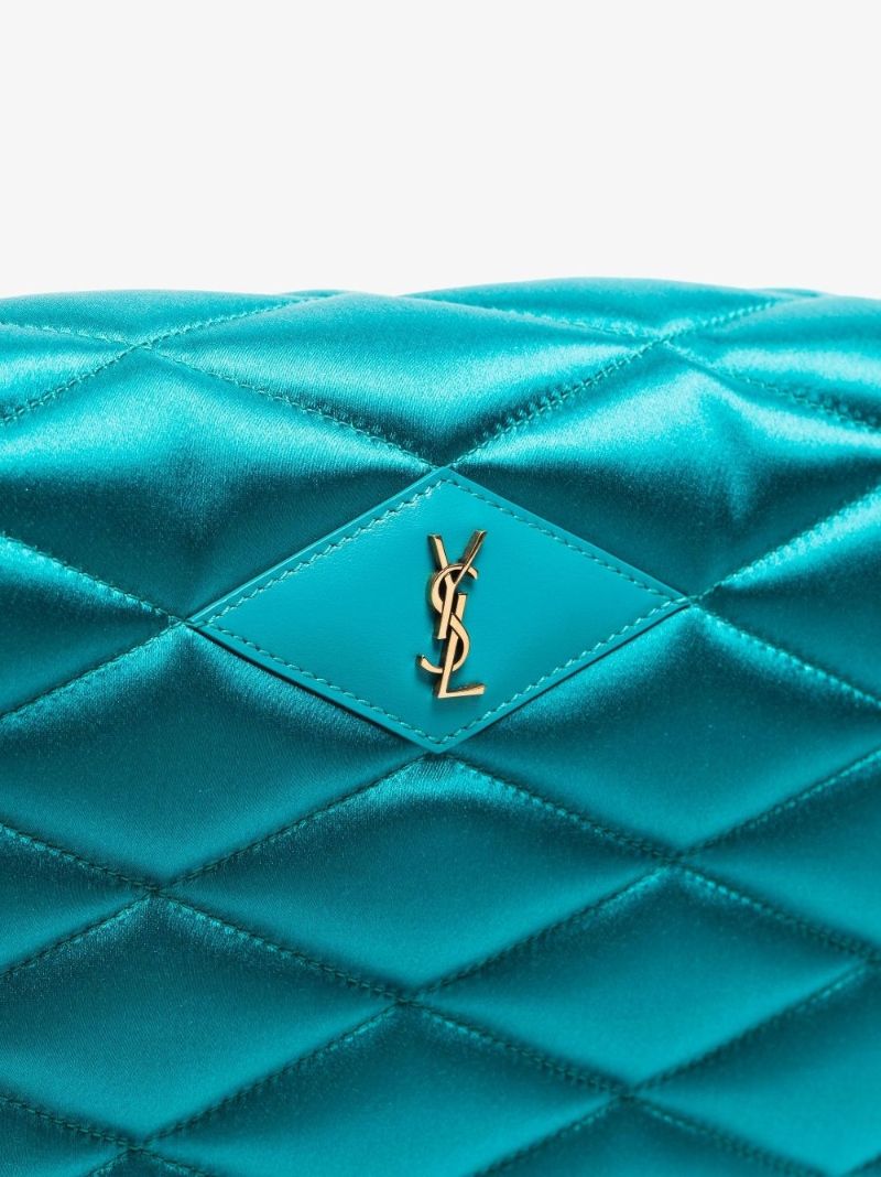 Blue Sade Large Quilted Silk Clutch Bag