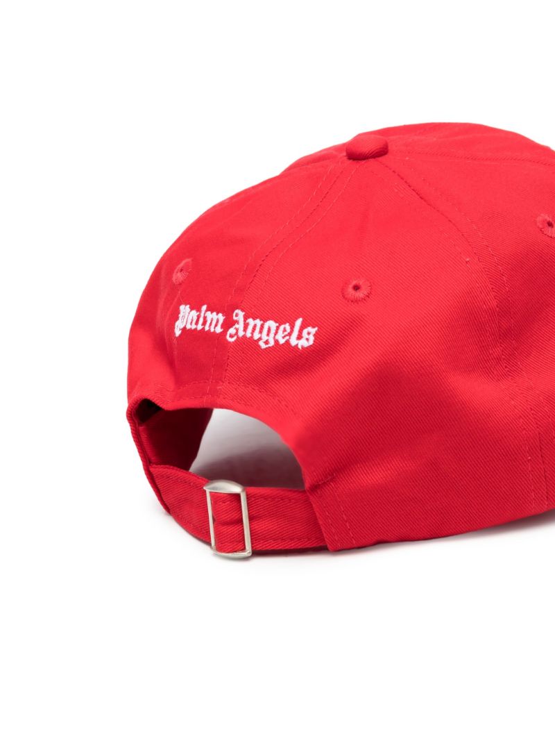 Red Embroidered Logo Cotton Baseball Cap