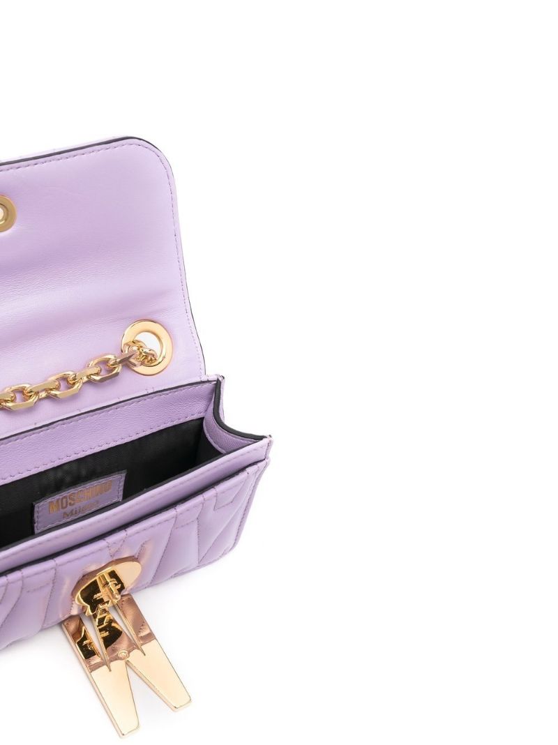 Purple Quilted Leather Cross Body Bag