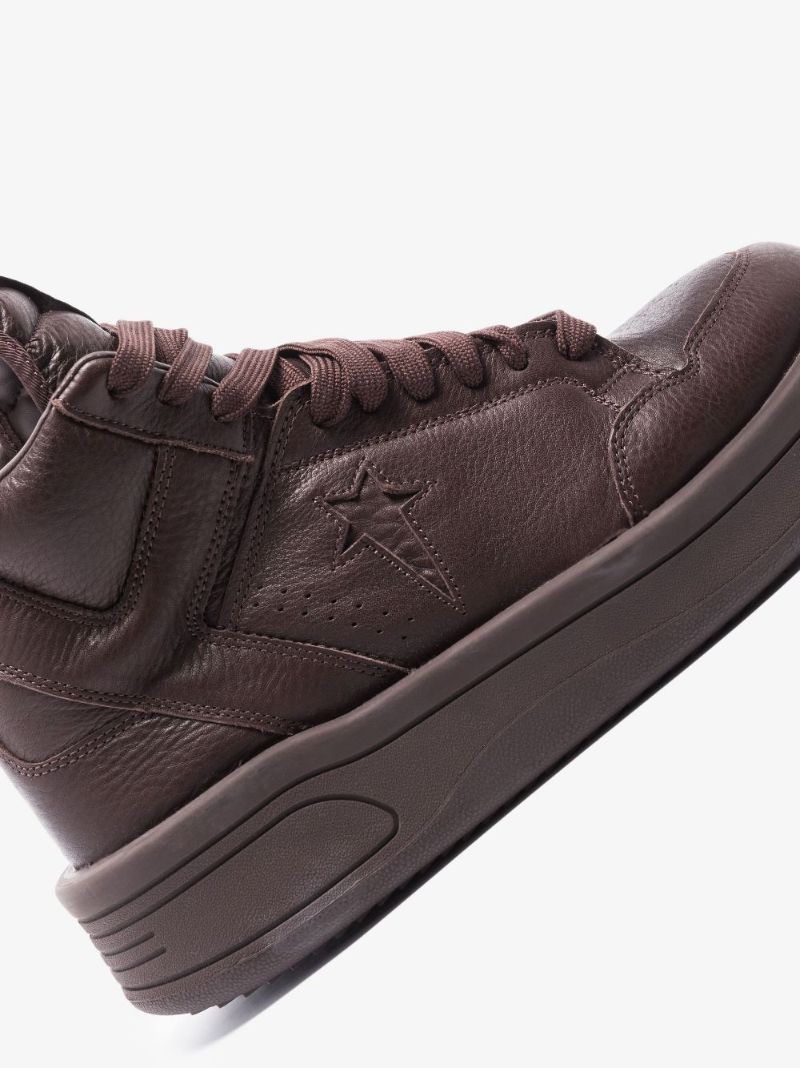 X Converse Brown Turbowpn High Top Leather Sneakers
