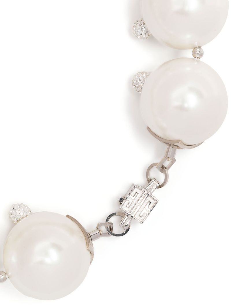 White Large 4g Pearl Crystal Statement Choker Necklace
