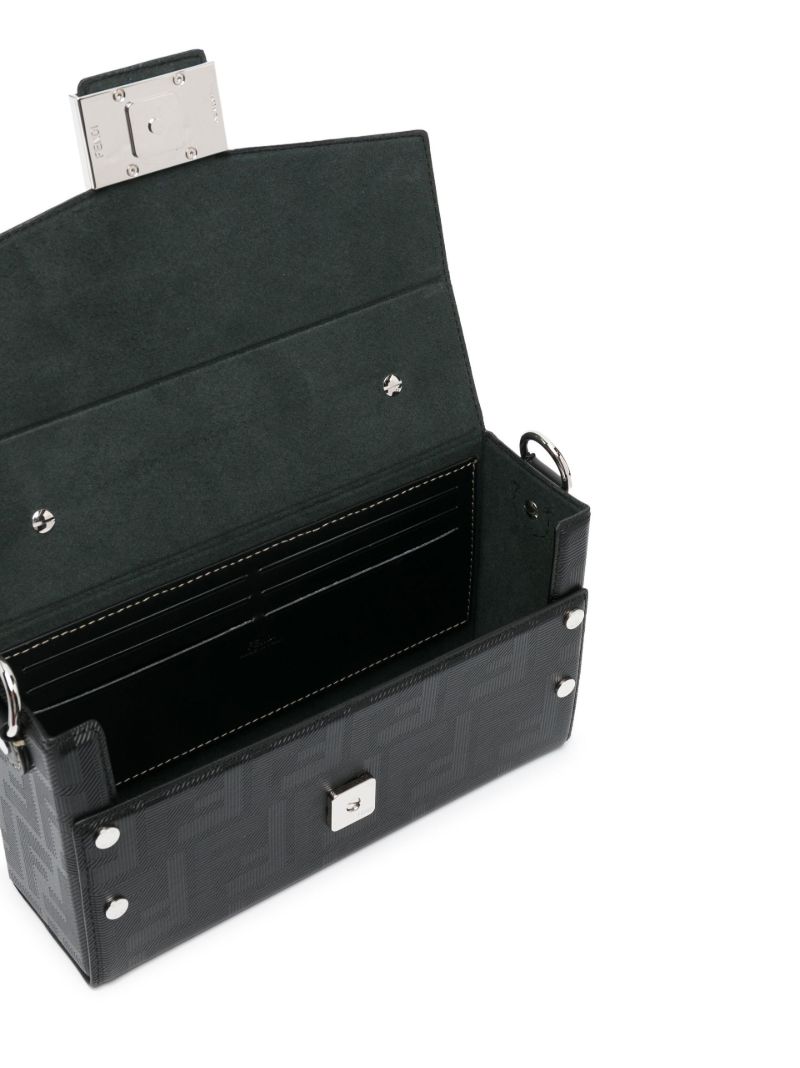 Black Baguette Soft Trunk Cross Body Bag