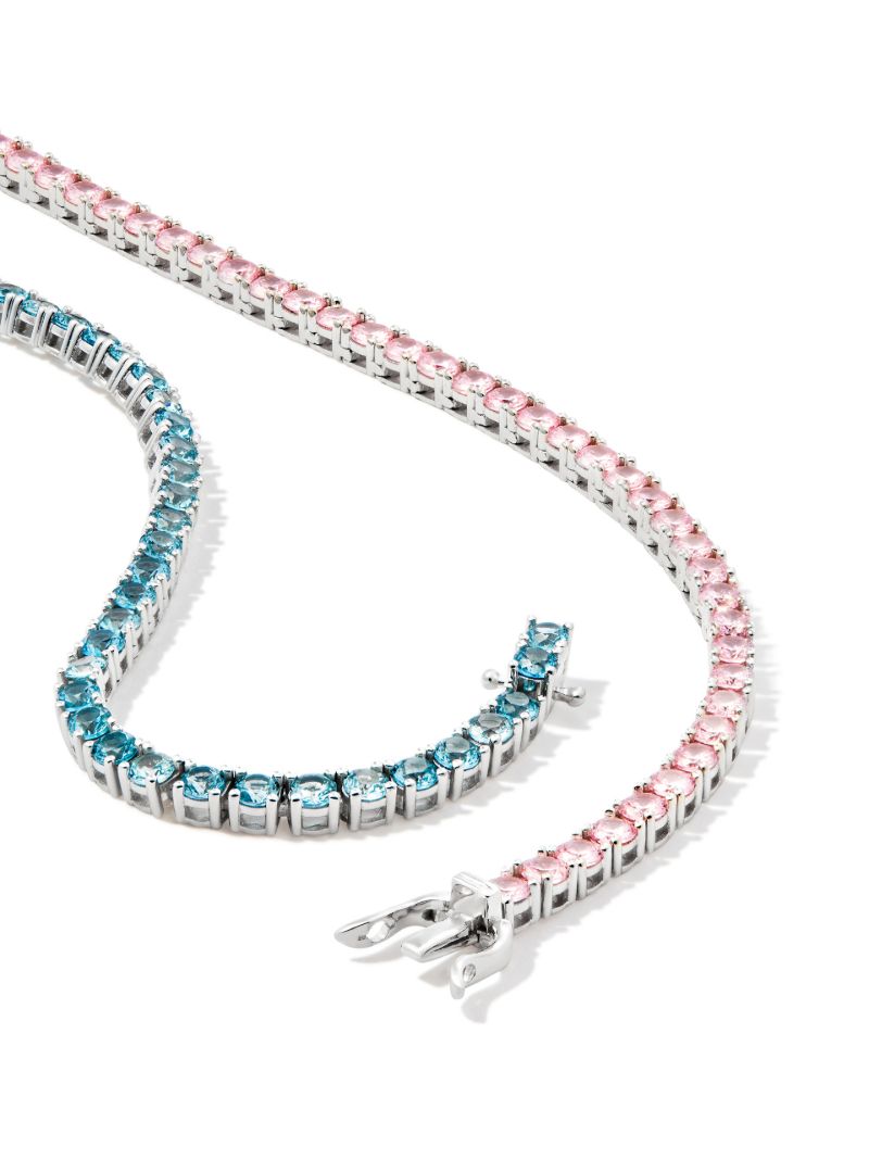 Sterling Silver Crystal Tennis Necklace
