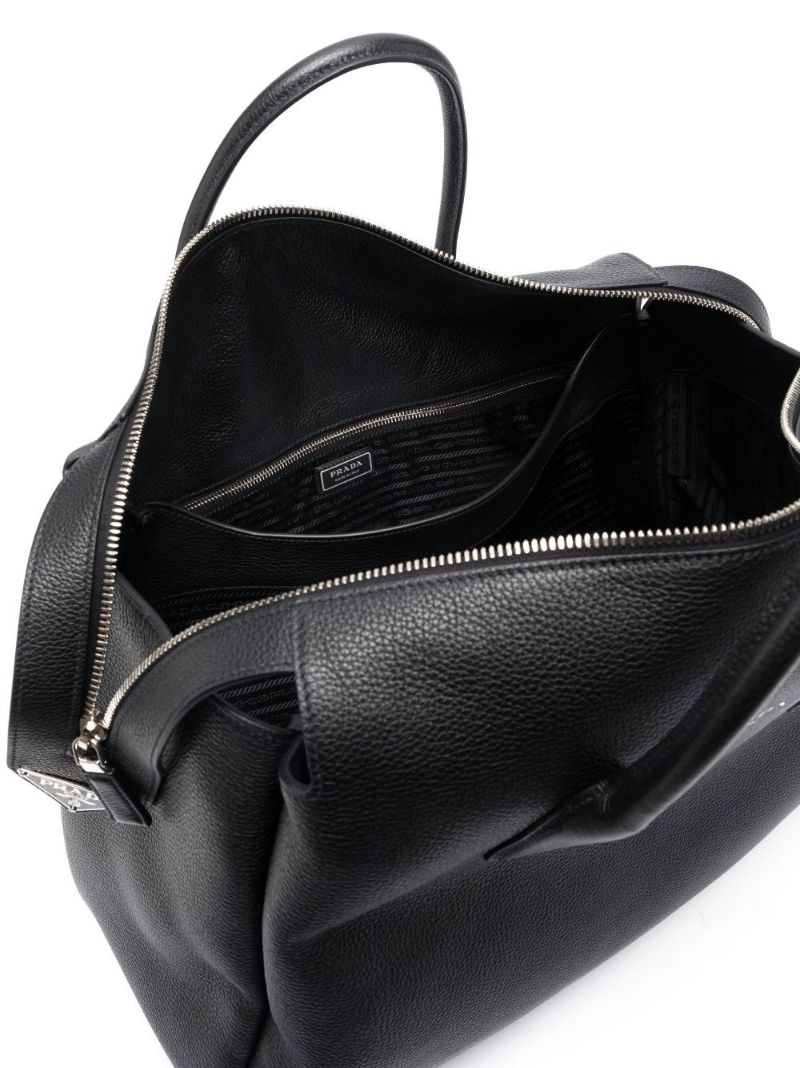 Black Logo Leather Travel Bag