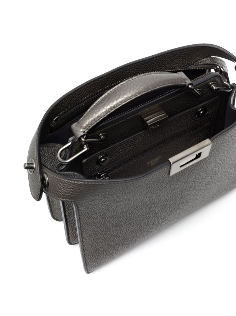 Grey Peekaboo Iseeu Leather Tote Bag