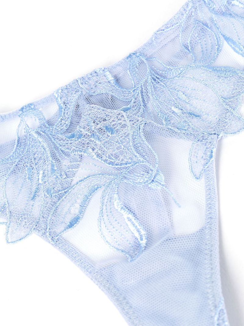 Blue Lily Embroidered Hipster Thong