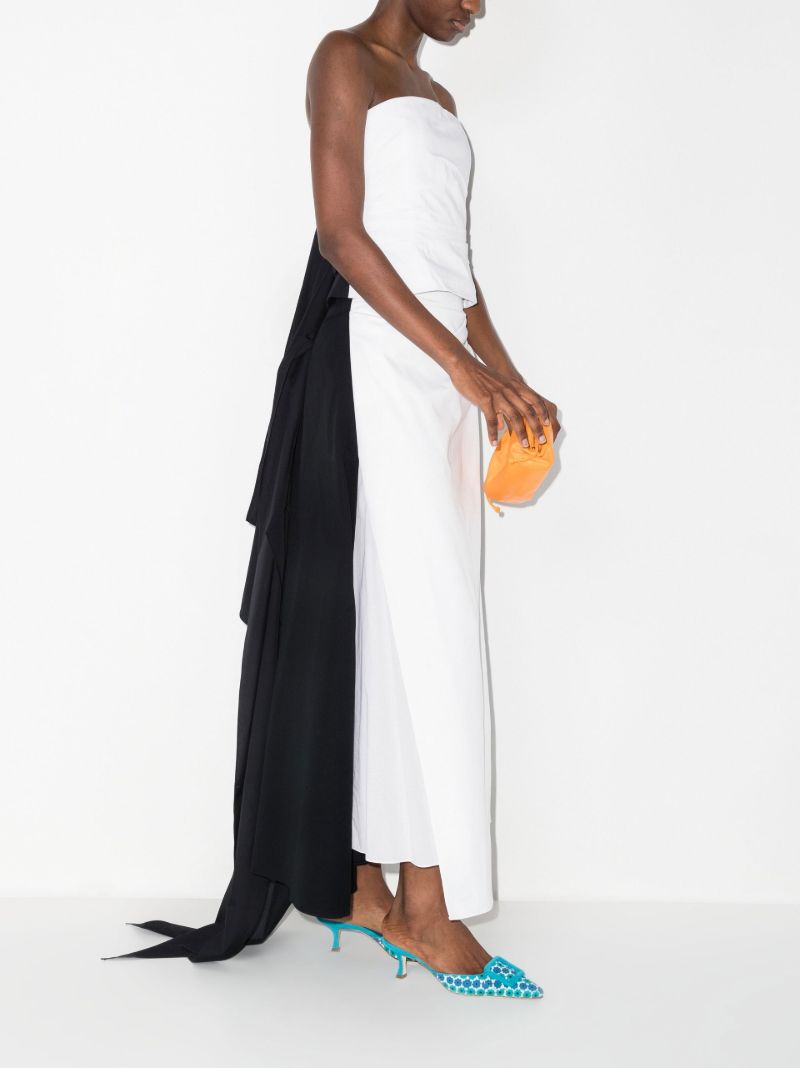 White Two Tone Cotton Midi Skirt
