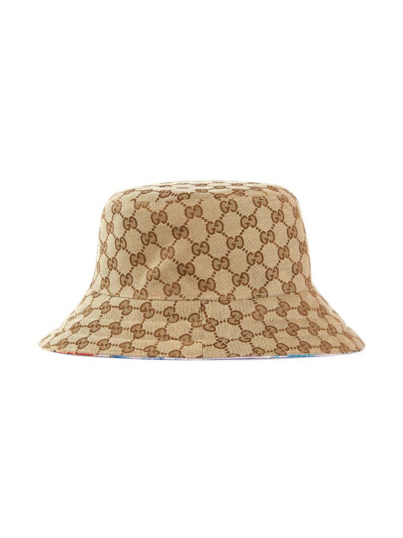 Blue Reversible Island Print Bucket Hat