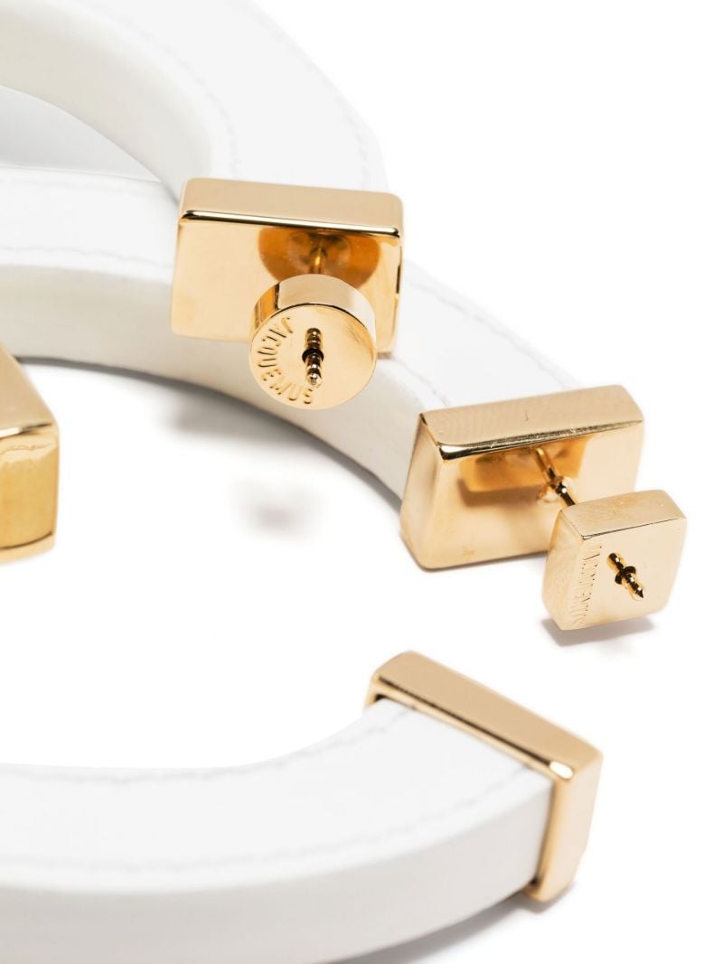 White La Creole Leather Hoop Earrings