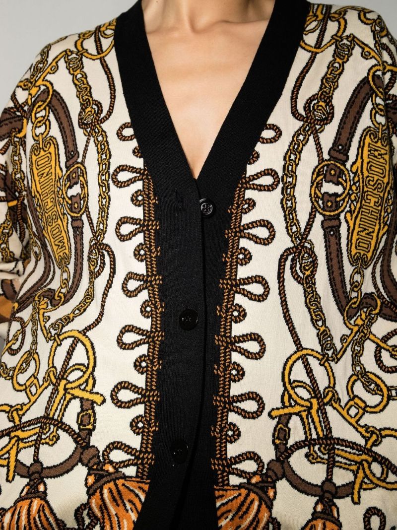 Brown Teddy Bear Jacquard Cotton Cardigan