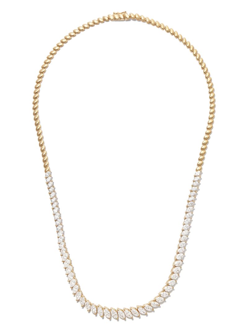 18k Yellow Gold Graduated Marquise Diamond Choker Necklace