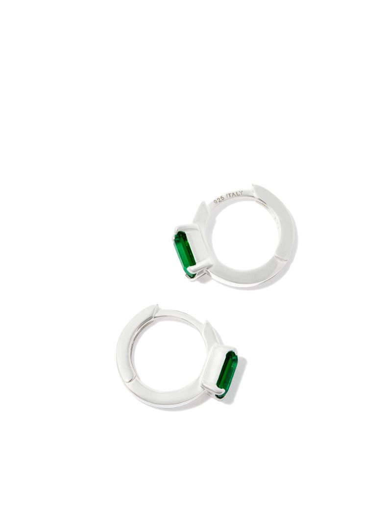 Sterling Silver Crystal Hoop Earrings