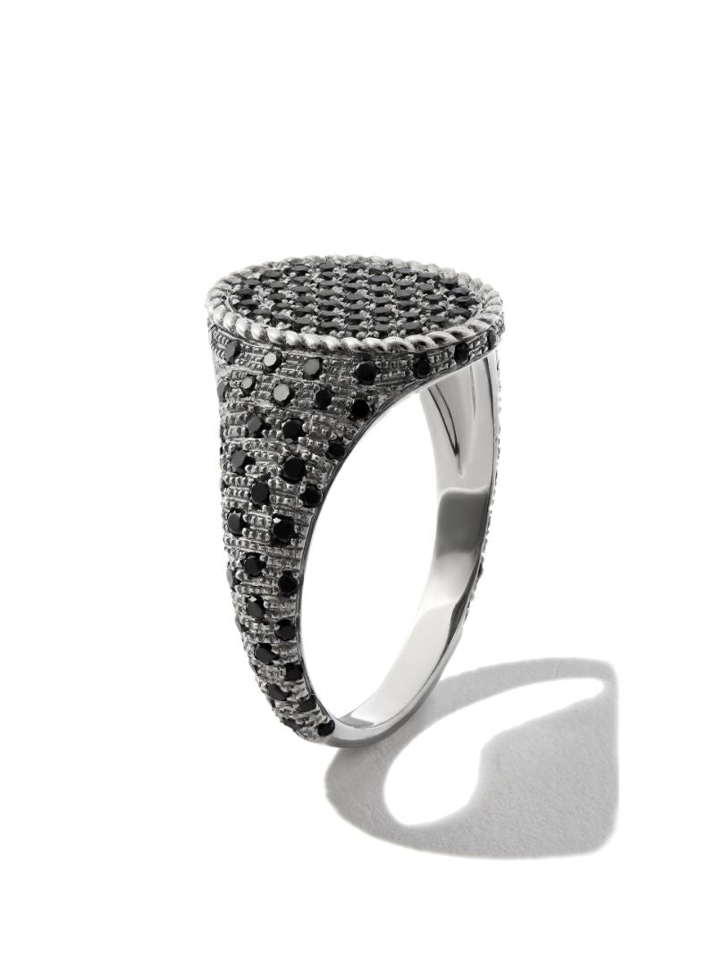 18k Black Gold Diamond Signet Ring