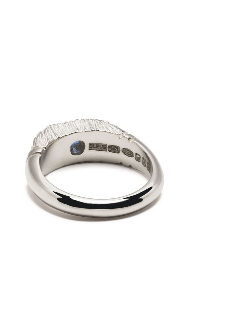 Sterling Silver Connected By Roots Sapphire Signet Ring