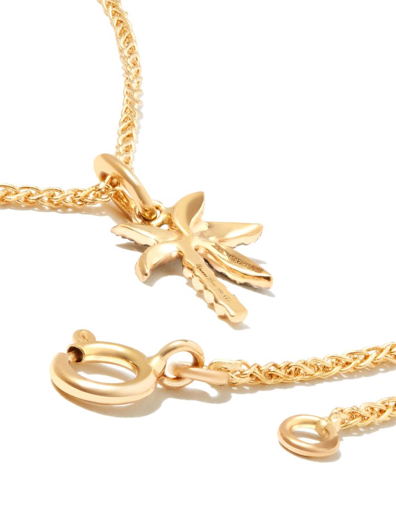 18k Yellow Gold and Diamond Palm Tree Necklace
