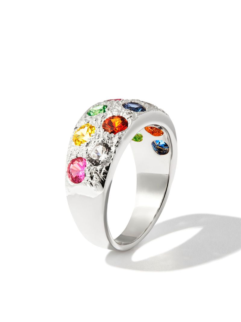 Sterling Silver Mini Riviera Sapphire Ring