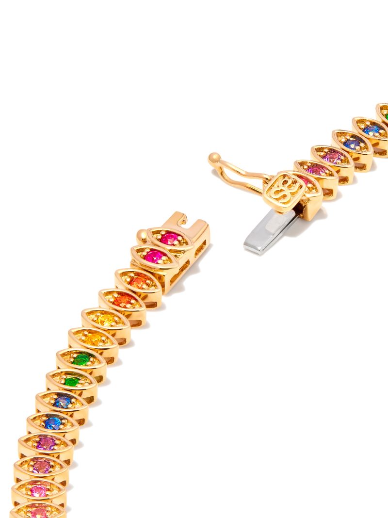 14k Yellow Gold Rainbow Eternity Necklace