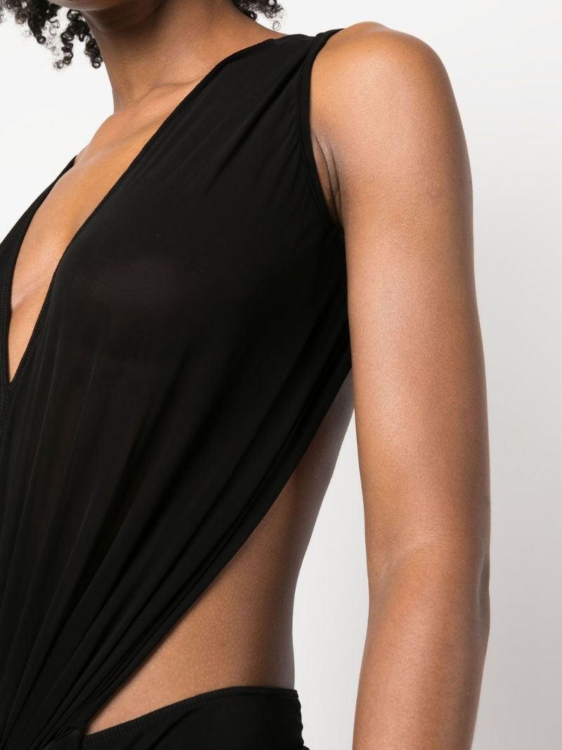 Black Backless V-neck Bodysuit