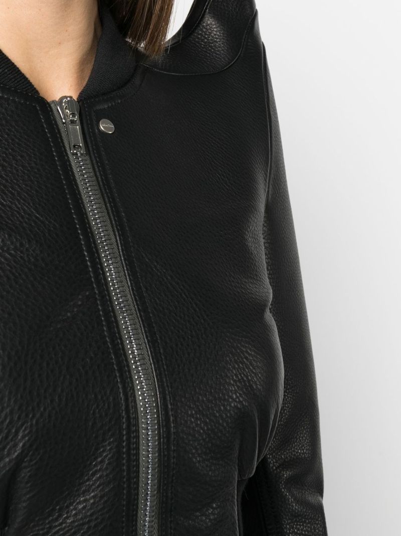 Black Padded Shoulder Leather Jacket