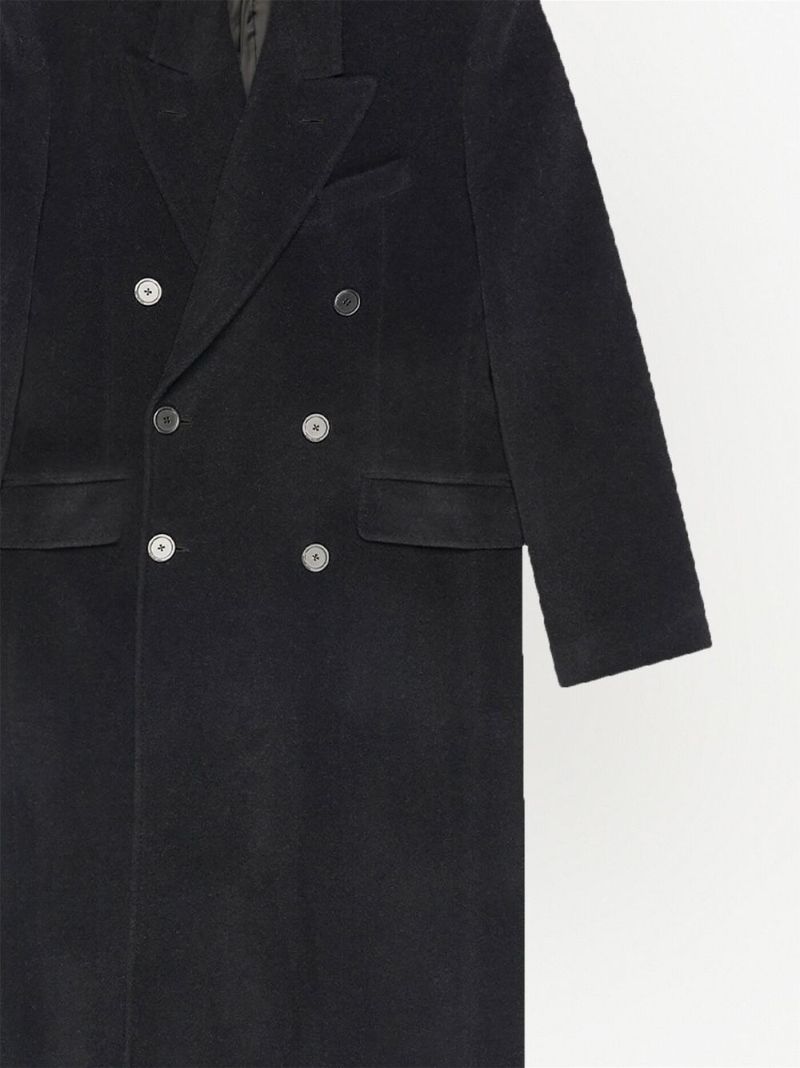 Black Double-breasted Wool Coat
