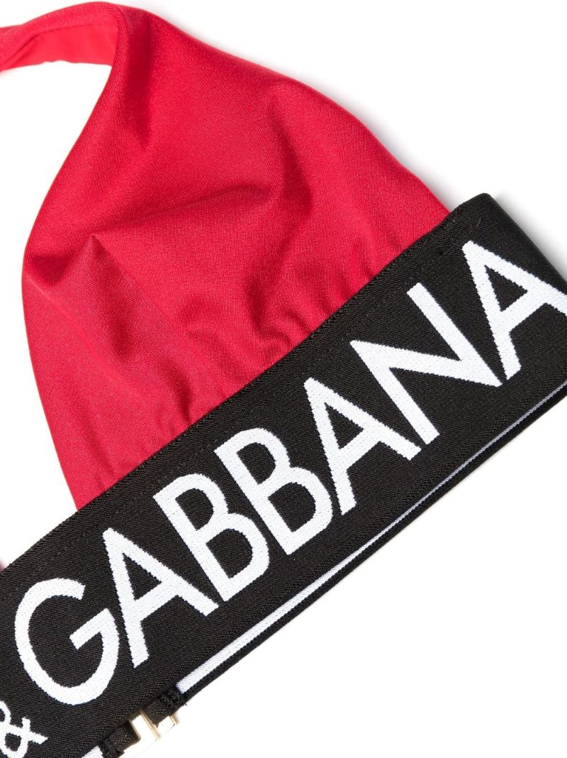 Red Logo Tape Triangle Bikini