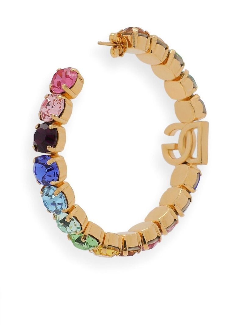 Gold-plated Logo Crystal Hoop Earrings