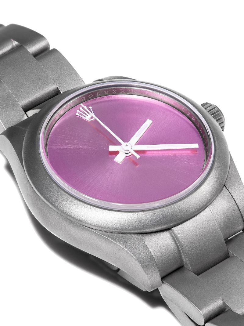 Pink Customised Pre-owned Rolex Oyster Perpetual Watch