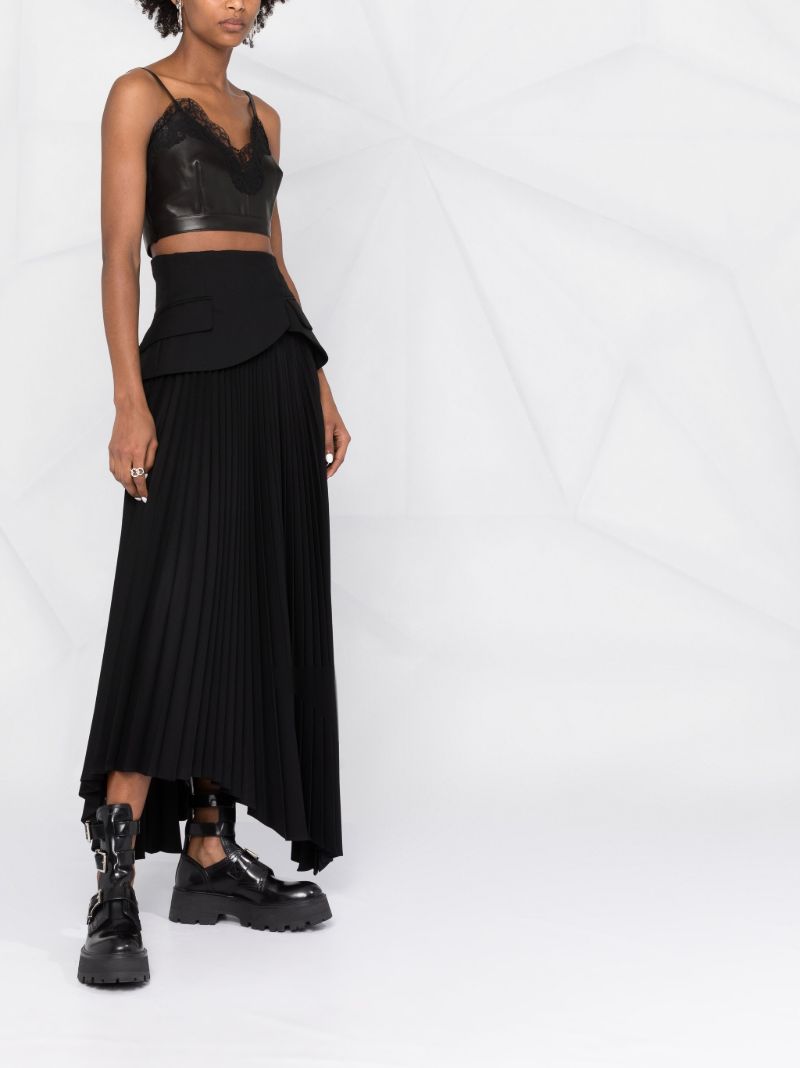 Black Lace-trim Leather Corset Top