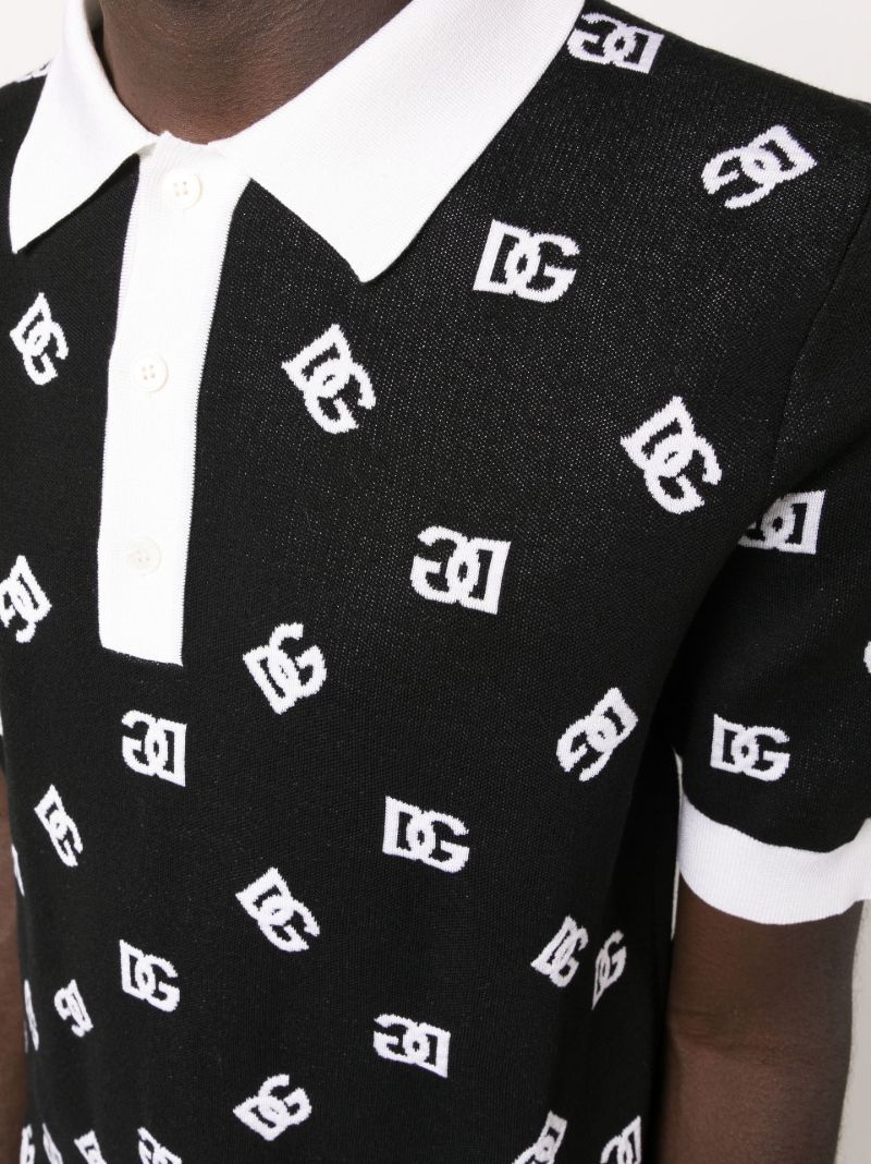 Black Dg Logo Knitted Polo Shirt