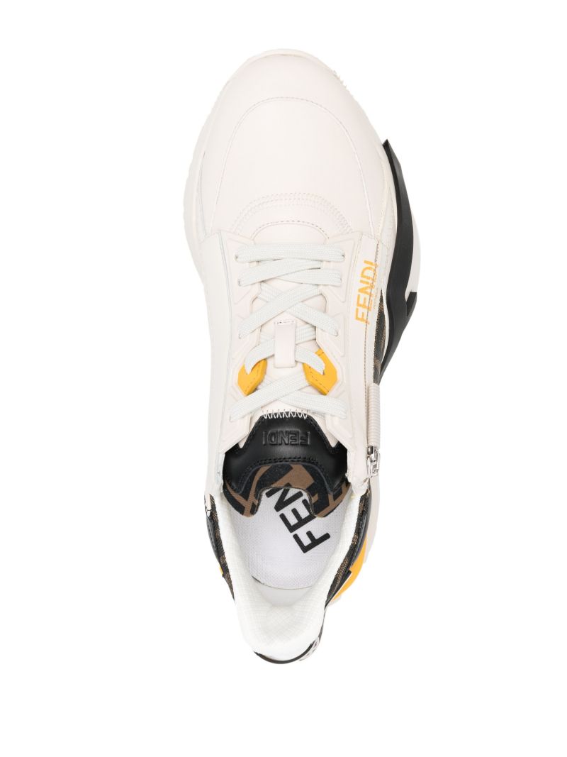 White Fendi Flow Low-top Leather Sneakers