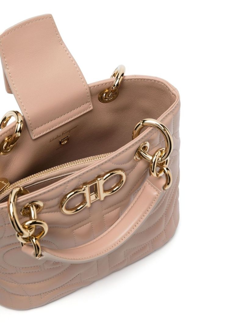 Pink Gancini Quilted Leather Tote Bag