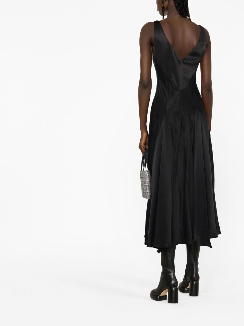 Black Tauri Satin Midi Dress