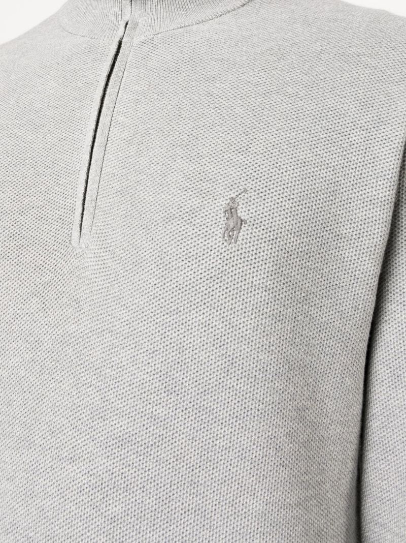 Grey Half-zip Cotton Sweater