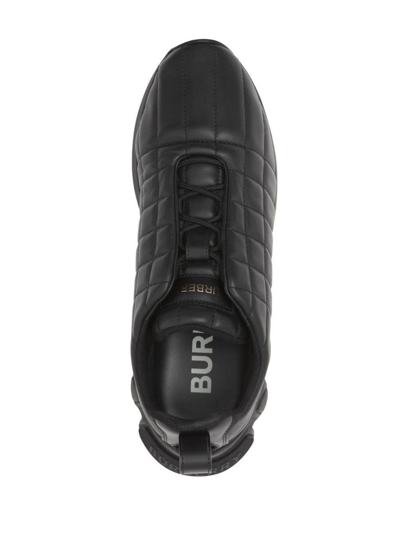 Black Quilted Low-top Leather Sneakers