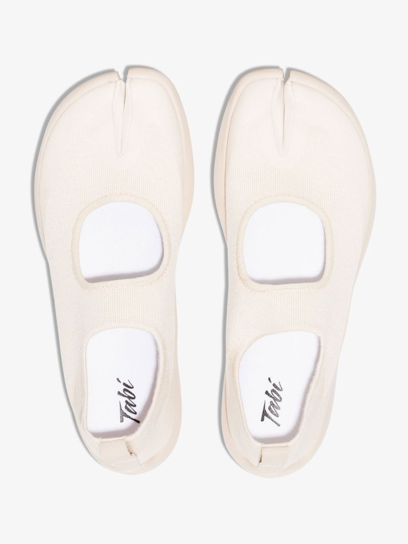 Cream Slip-on Knit Sandals