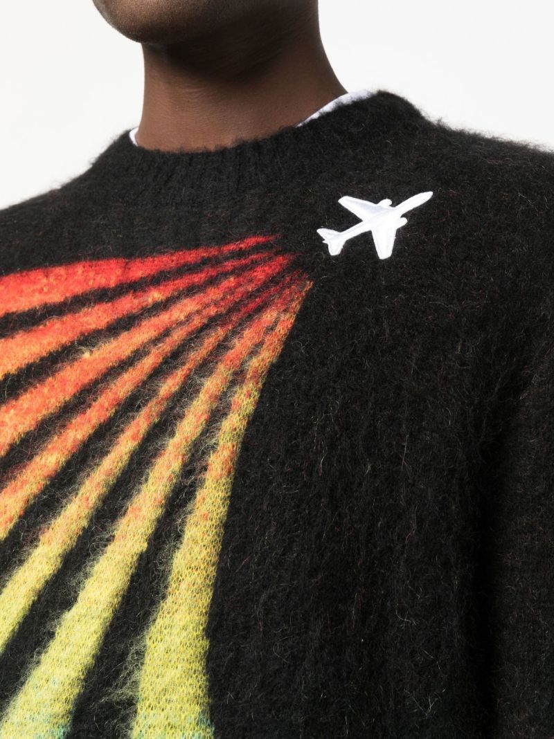 Black Rainbow Print Knitted Sweater