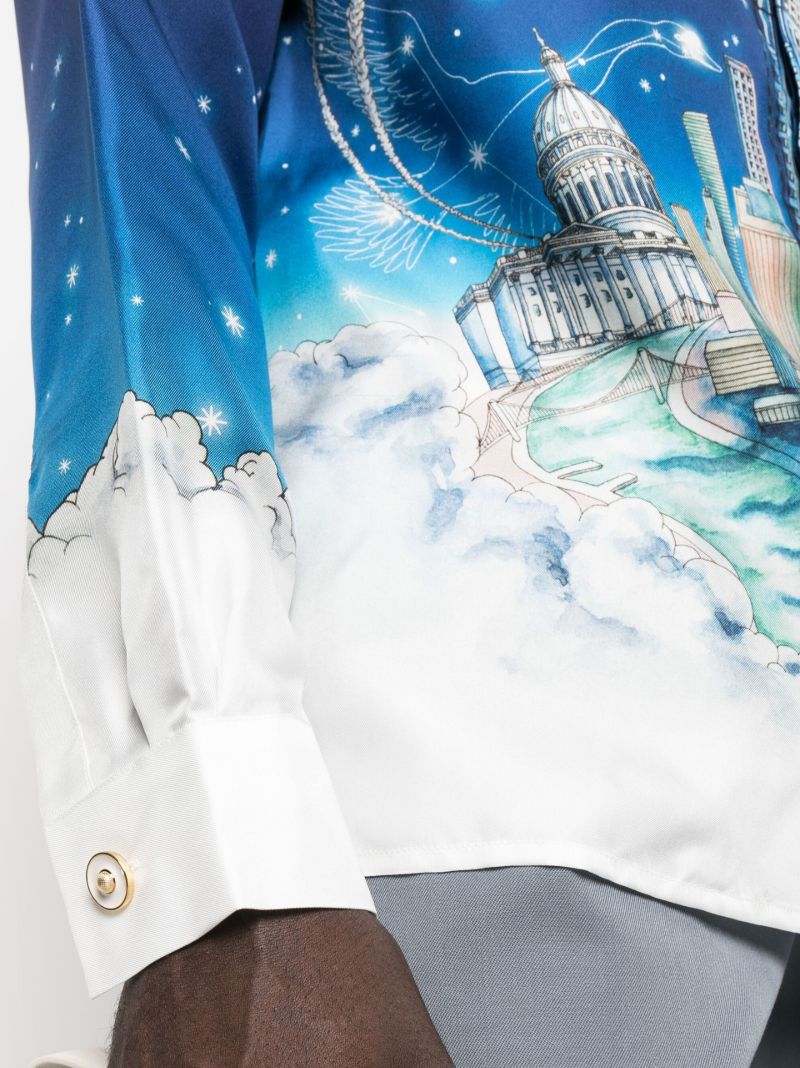 Blue Night Flight Silk Shirt