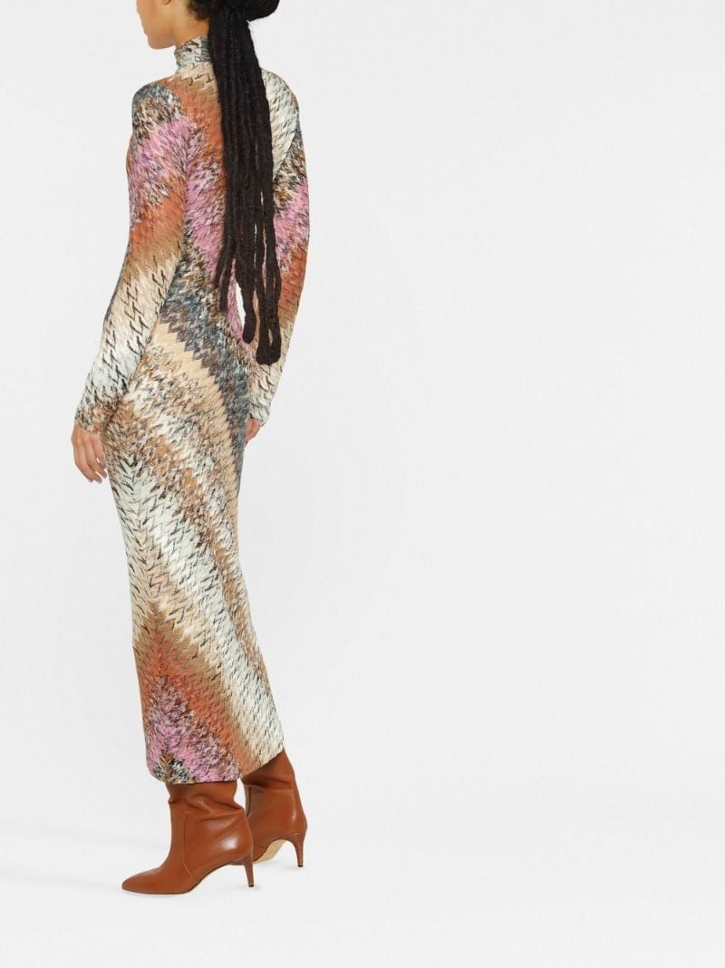 Neutral Diagonal Stripe Knitted Maxi Dress