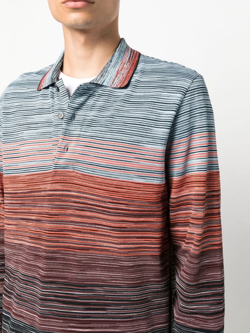 Blue Striped Cotton Polo Shirt