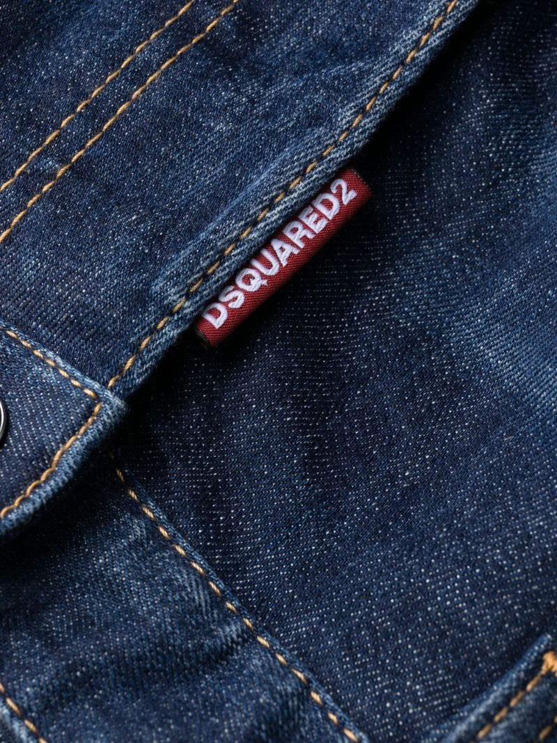 Blue Dsquared2 Tidy Biker Logo Lettering Jeans