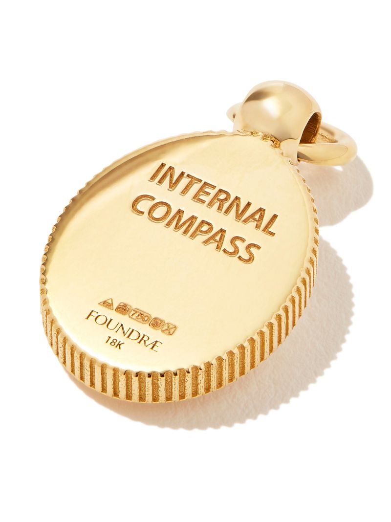 18k Yellow Gold Internal Compass Miniature Charm
