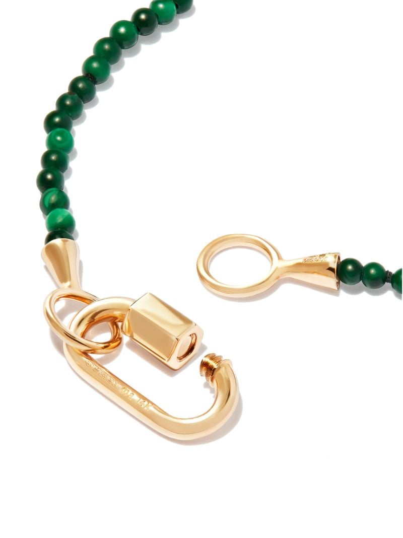 14k Yellow Gold Itty Bitty Strand Malachite Necklace