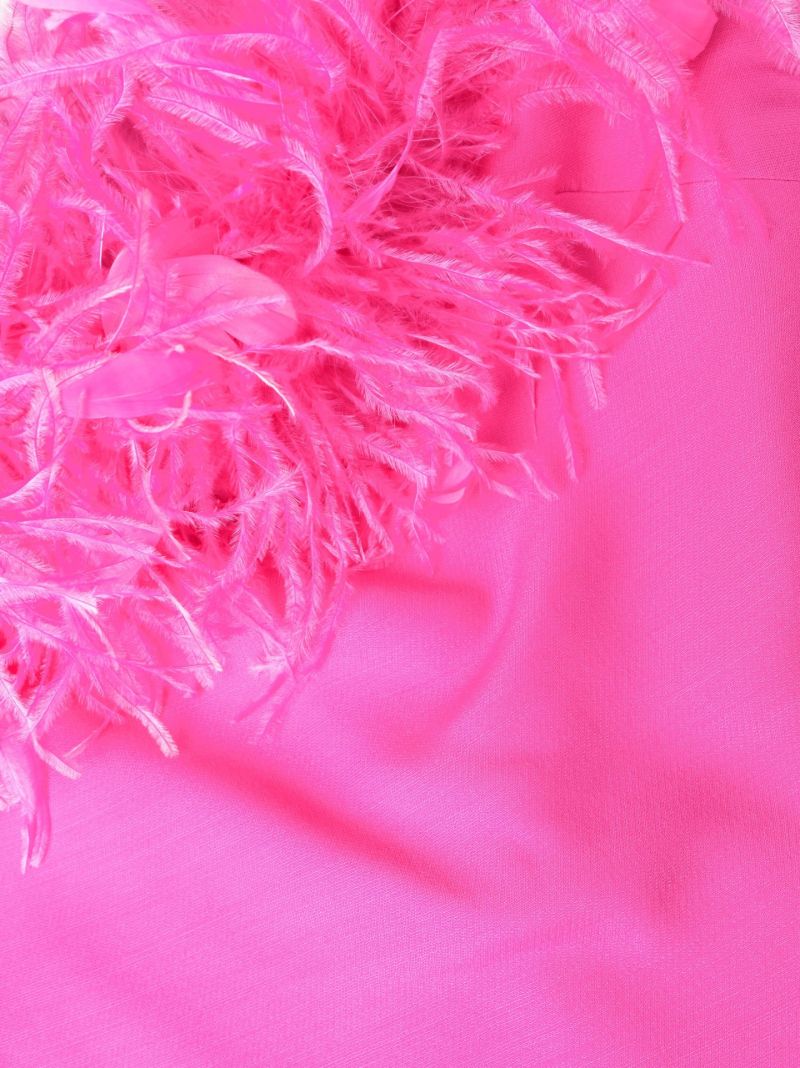 Pink Feather-trim Crepe Couture Mini Dress