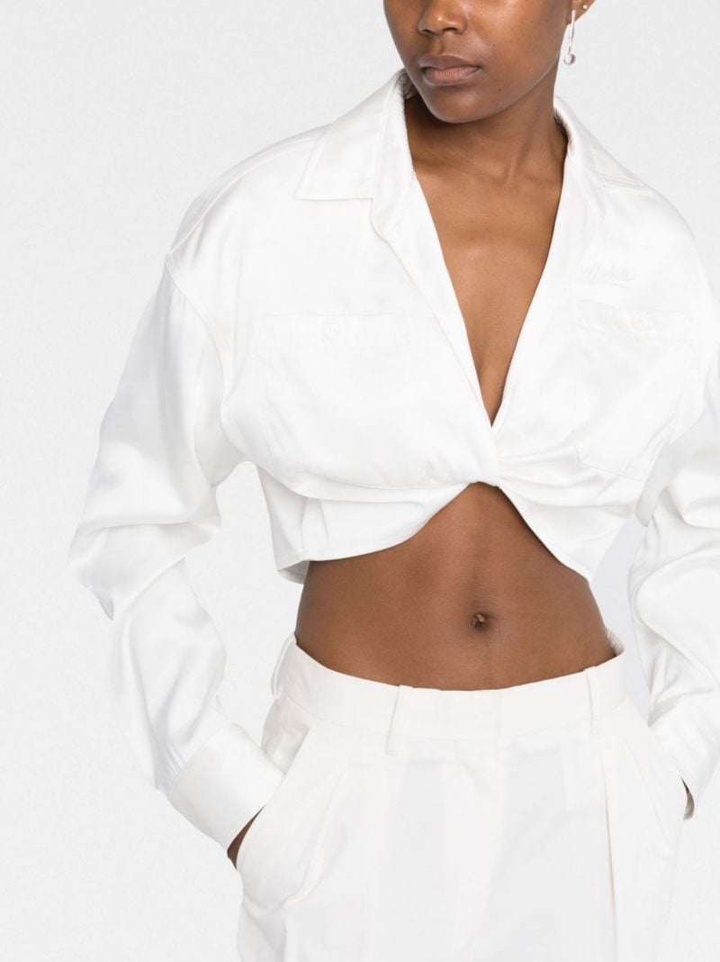 White Duchesse Twist Cropped Shirt