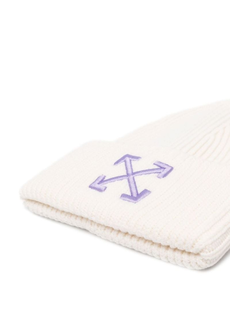 White Arrows Wool Beanie Hat