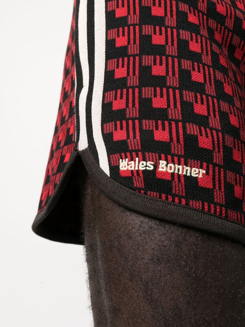 X Wales Bonner Red and Black Geometric Knit Shorts