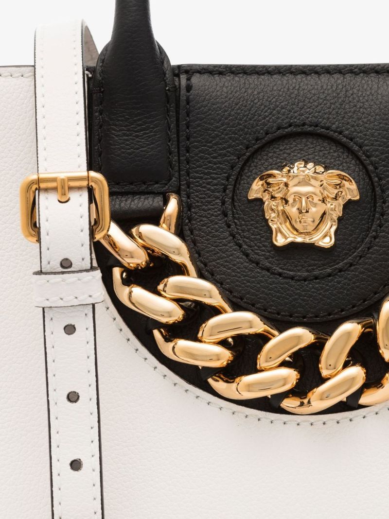 White La Medusa Small Leather Tote Bag